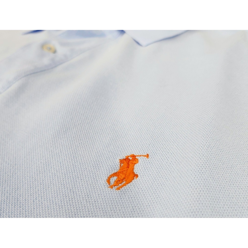 Polo Ralph Lauren Mens 2XLT Tall Light Blue Pique Short Sleeve Polo Shirt Orange